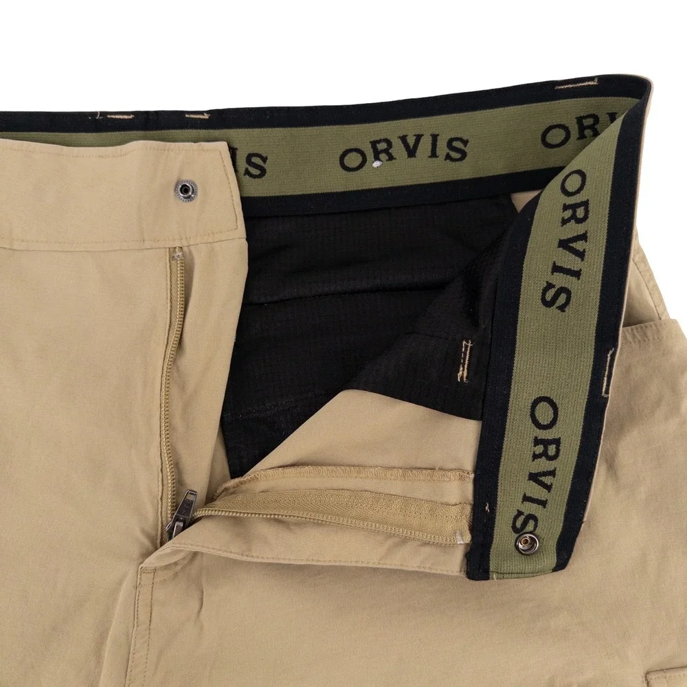 Orvis Mens 36 Lightweight Tech Cargo Shorts Tan Stretch Hiking Gorpcore Outdoors